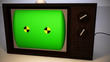 old television with green screen