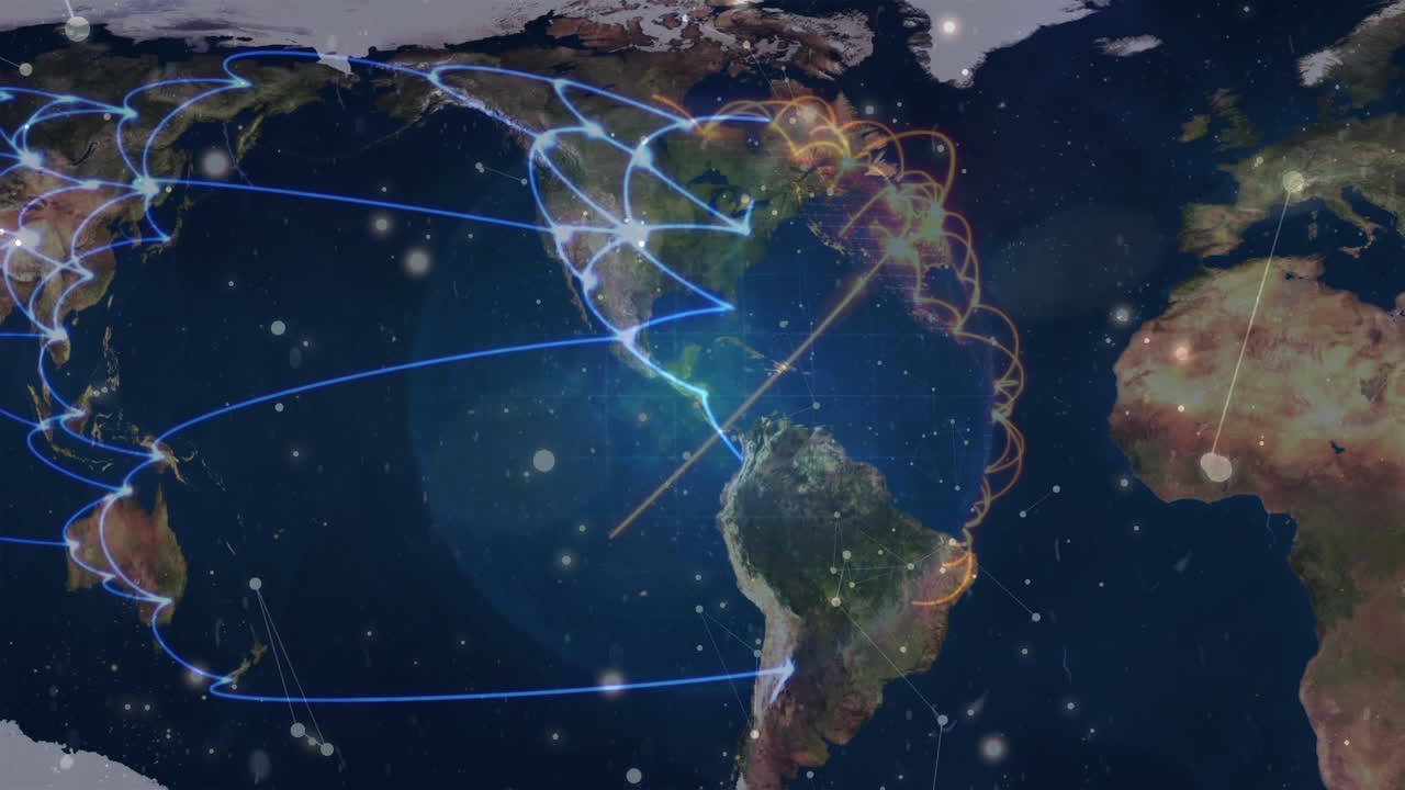 animación del globo y los puntos sobre el mapa del mundo