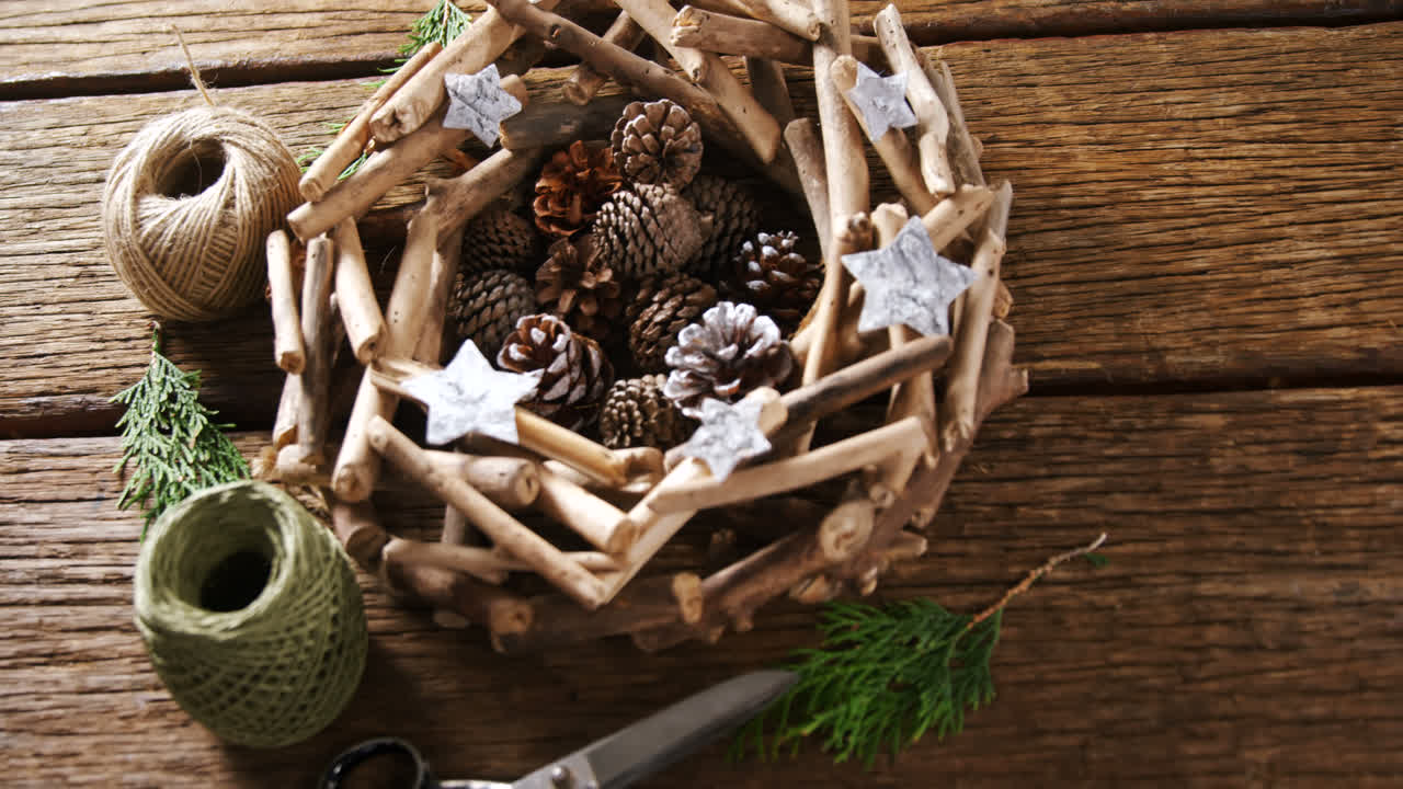 decoración de navidad en mesa de madera 4k