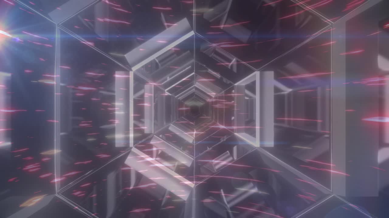 animación de rastros de luz sobre el túnel digital