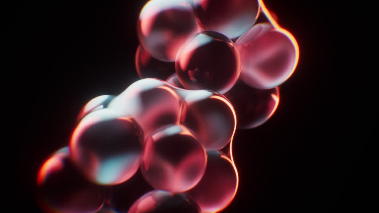Transparent neon bubbles background, 3d rendering