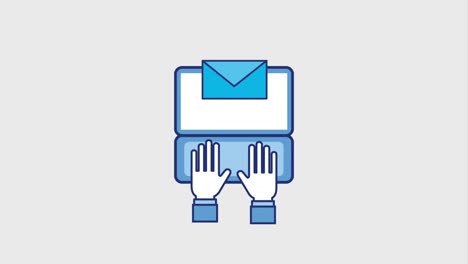 hands typing on keyboard laptop sending email love