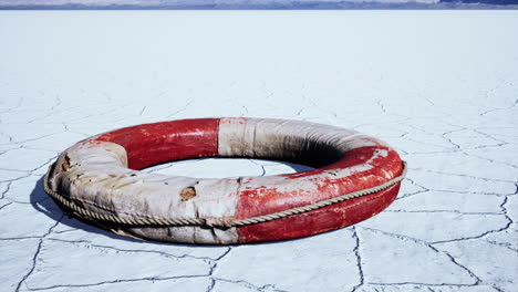 very old abandoned grungy lifebuoy