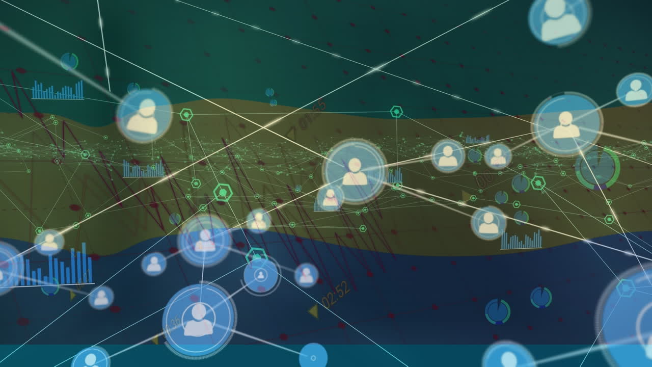 가본의 발에 대한 아이콘과 연결 네트워크의 애니메이션