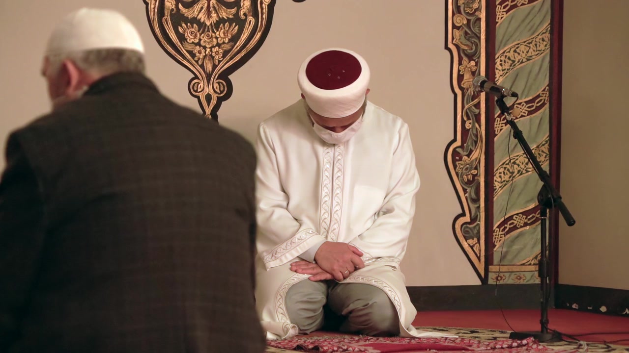 Muslim Men Praying in a Mosque