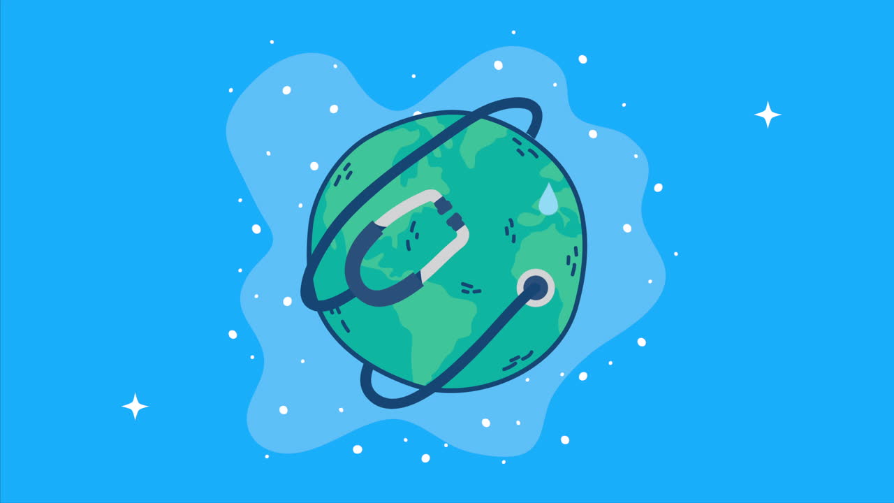 international health day with world planet and stethoscope