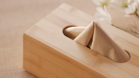 wooden tissue box with tissue