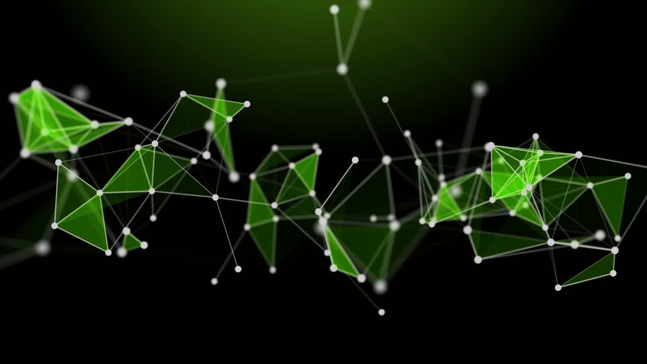 Futuristisk plexus øko-animasjon med glødende trekanter i sakte film, 4096x2304 loop 4K