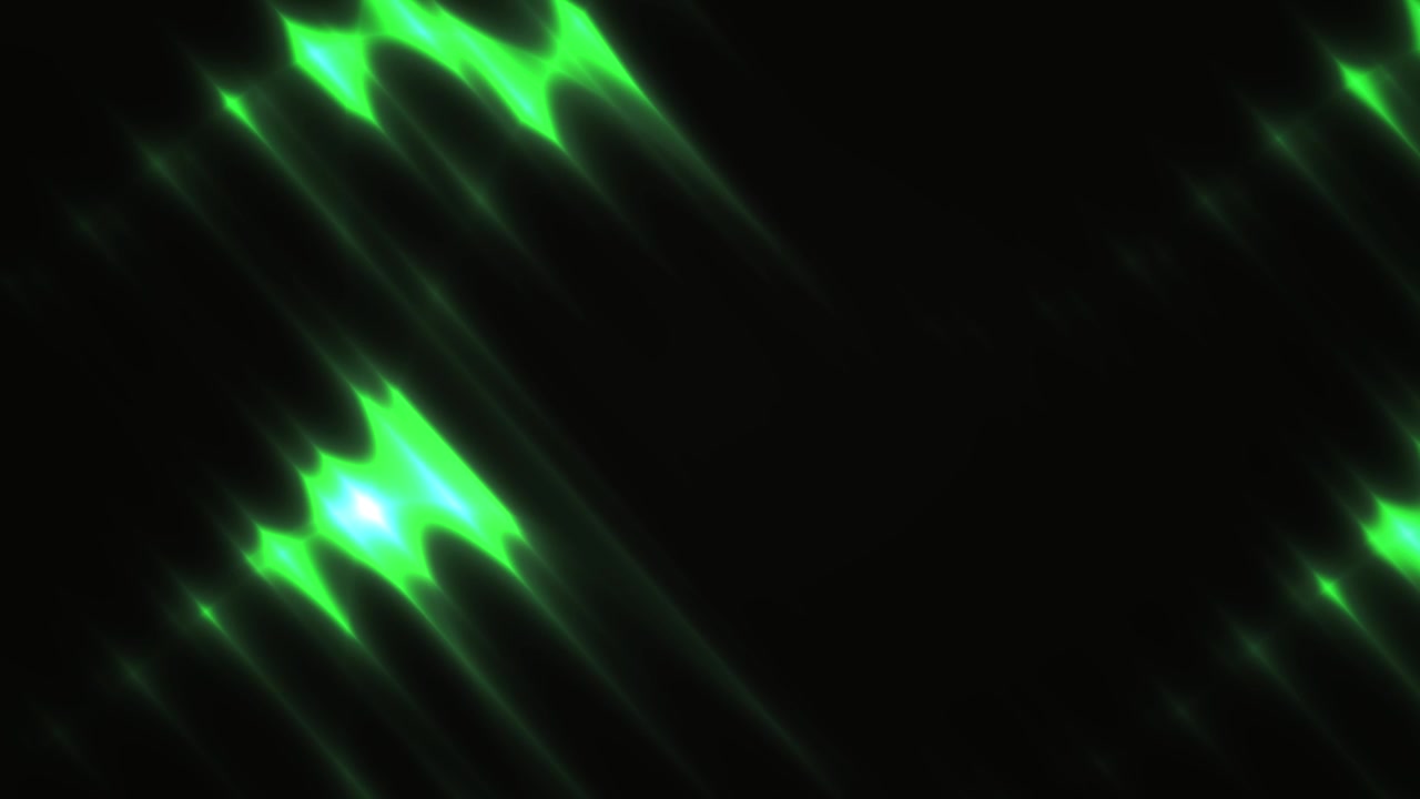 Haces de luz verde luminosos dinámicos sobre fondo oscuro