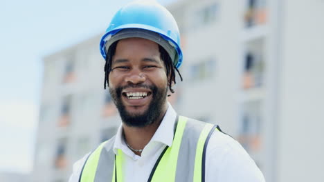 Hombre-Negro,-Arquitecto-Y-Rostro-Con-Casco-De-Seguridad