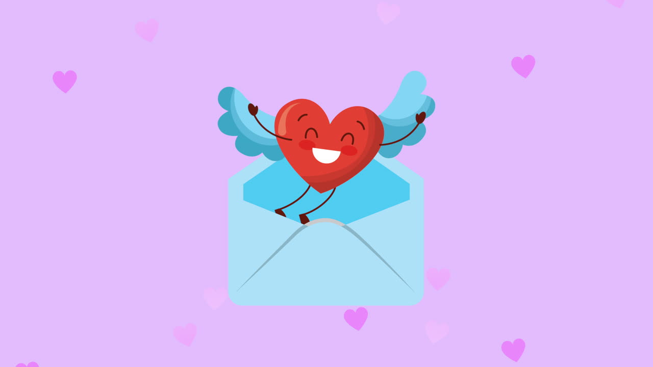 tarjeta de san valentín con corazón de amor en el carácter del sobre