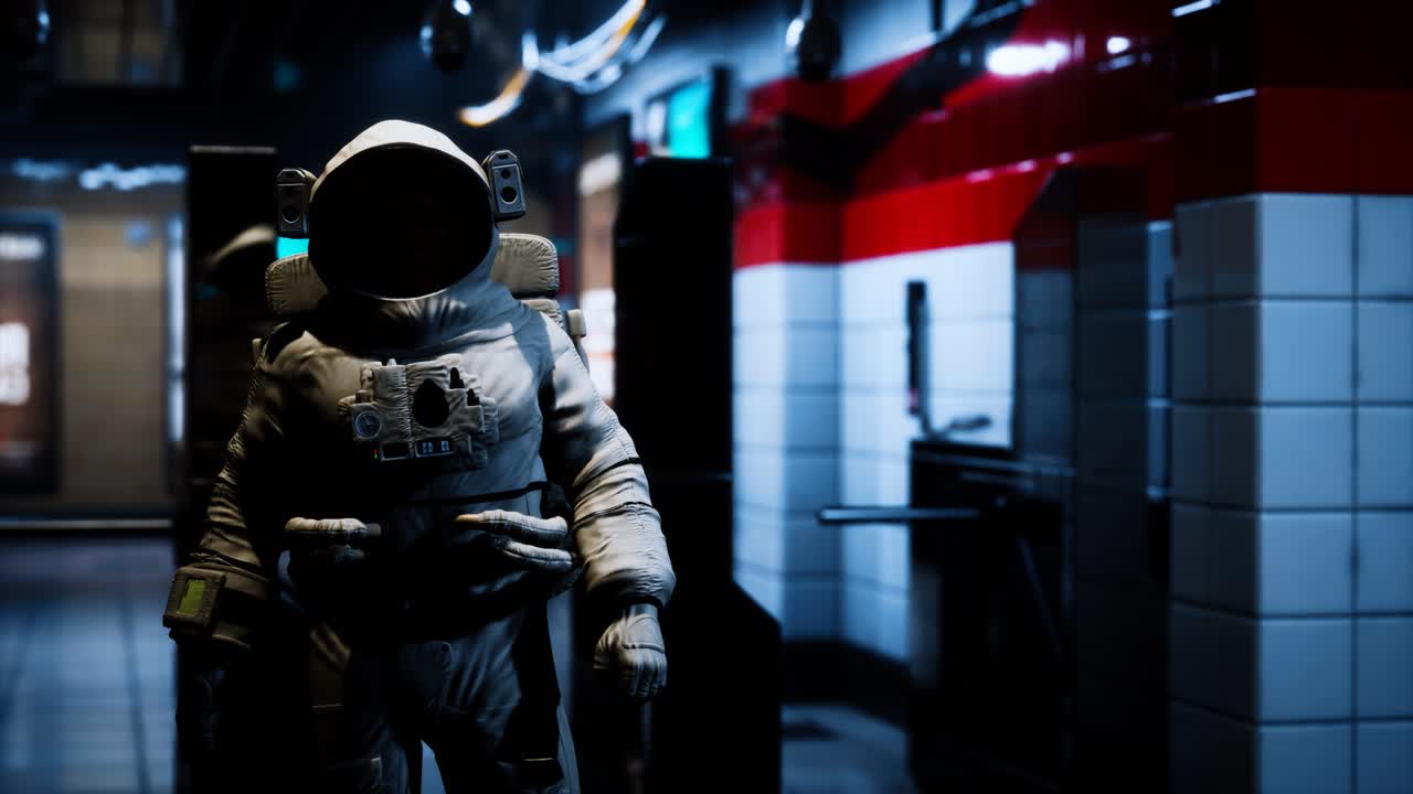 Astronaut ved en undergrunnsbane