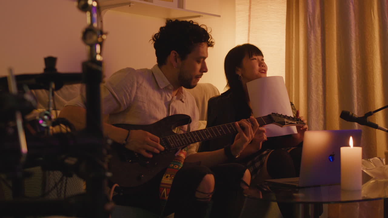 Musicians performing at home