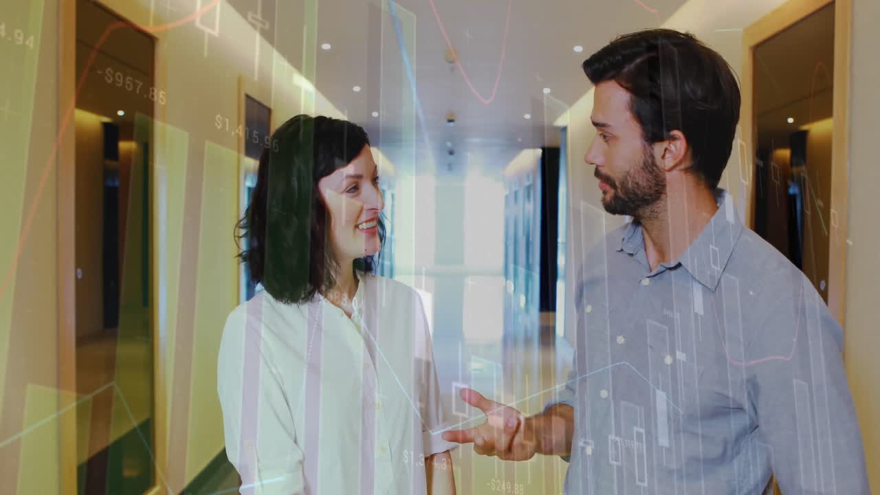 animación del procesamiento de datos financieros en un grupo de empresarios