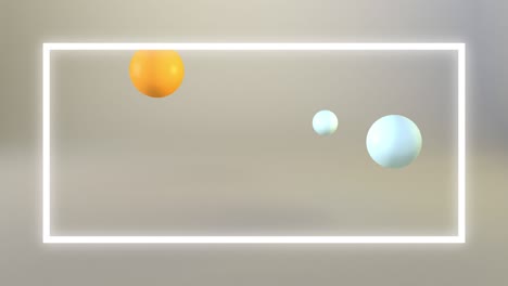4k video of abstract jumping yellow and white balls on gray background.