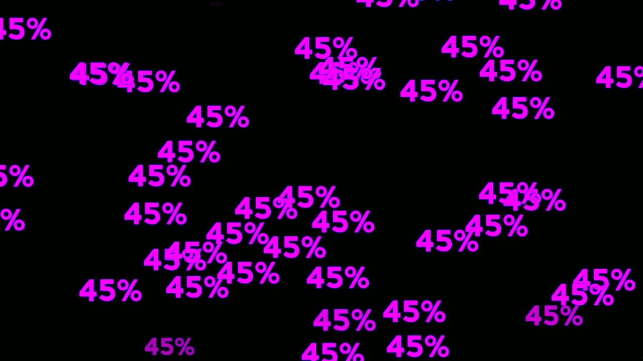 네온 번호 45 퍼센트 flaying 표시 기호 블랙 배경에 현대 애니메이션,영상 요소를 위해 반 ⁇ 이고 반 ⁇ 이는 비즈니스 개념