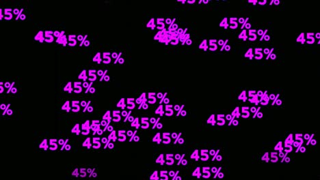 Número-De-Neón-45-Por-Ciento-Símbolo-De-Signo-Desollado-Animación-Moderna-Sobre-Fondo-Negro,-Brillante-Y-Brillante-Para-El-Concepto-De-Negocio-De-Elementos-De-Vídeo