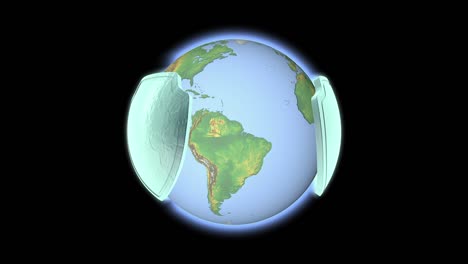 un escudo protector rodea el planeta tierra.
