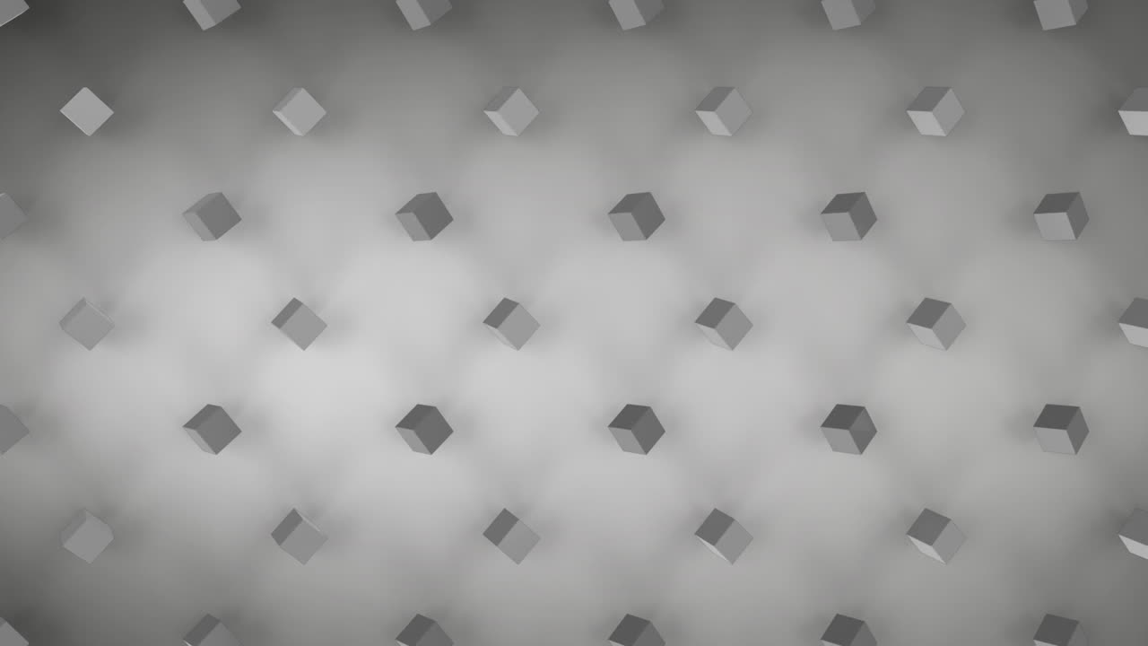 cubos 3d en movimiento sobre fondo gris