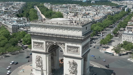 triumphal arch in paris and cityscape, france