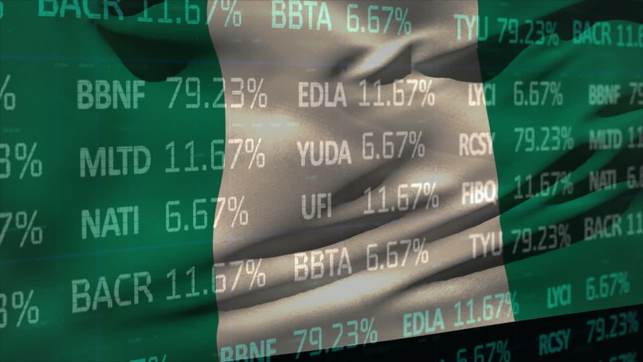 Animazione di elaborazione dati sulla bandiera della Nigeria