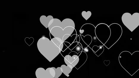animation of hearts moving over black background