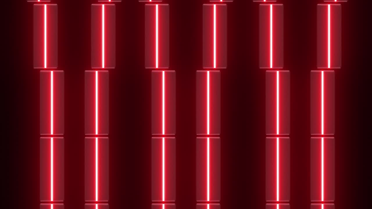 Red Neon Geometric Wall Pattern
