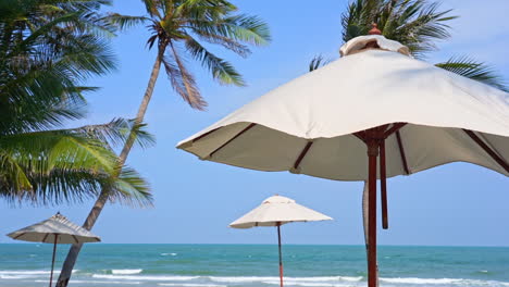 Beach-umbrellas-dot-the-edges-of-a-tropical-beach