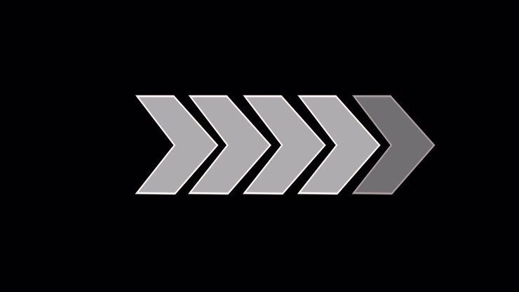 Animated Grey Arrows Loading Sequence on Black Background