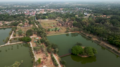 aerial view of sukhothai historical park in thailand