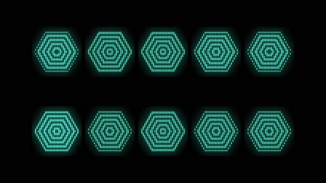 patrón de hexágonos con luz led verde neón pulsante 1