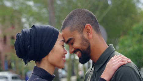 young couple romancing on street 4k