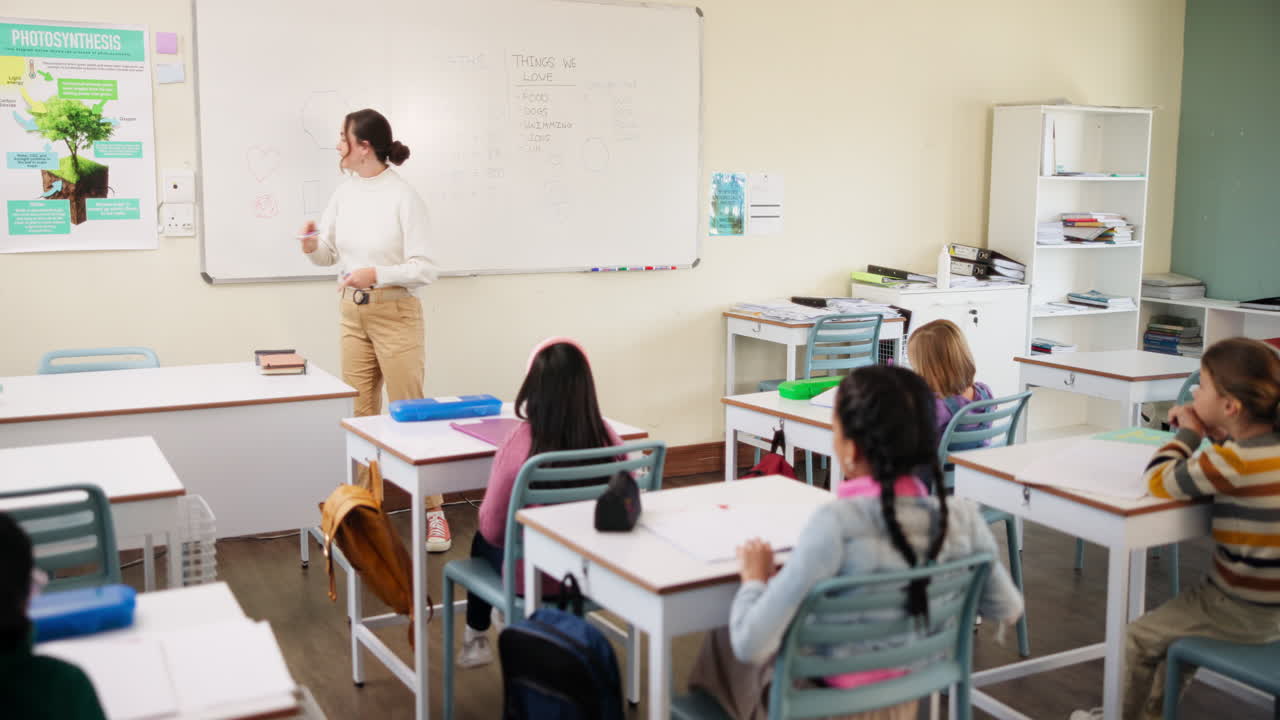 Classroom with teacher and students during lesson