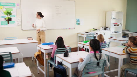 classroom with teacher and students during lesson