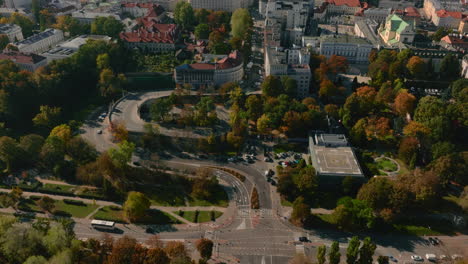 Aerial-4k-prores-clip-of-modern-urban-panorama-in-Warsaw,-Poland's-capital-city