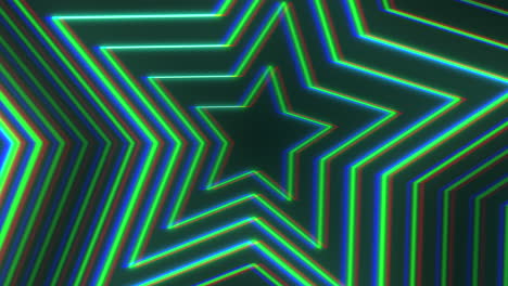 repite el pulso de las estrellas azules de neón en el gradiente negro