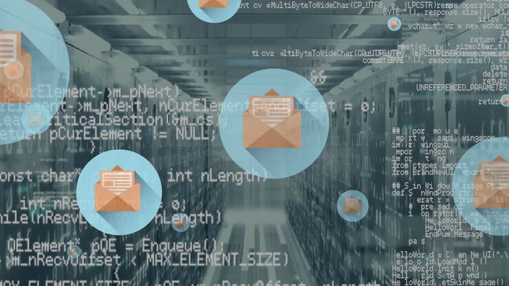 Animation of data processing over server room