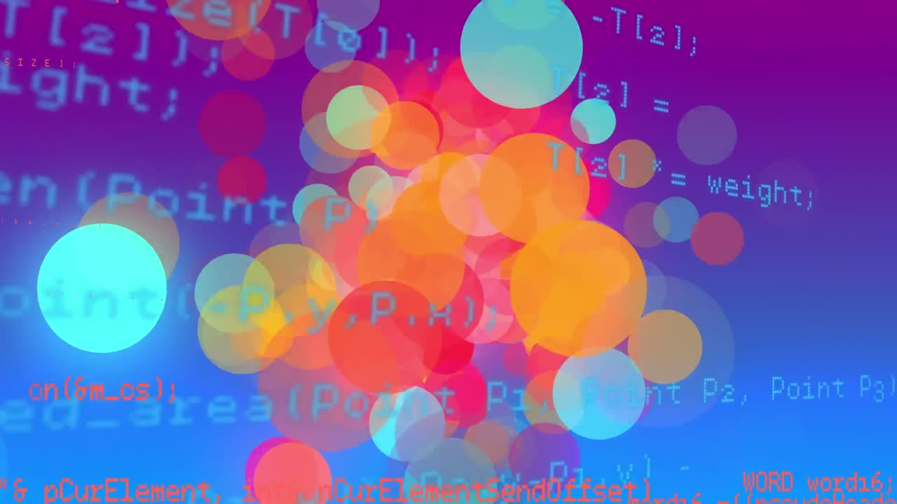 다채로운 반점 배경에 파란색으로 데이터 처리의 애니메이션