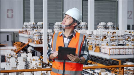 warehouse worker inspecting inventory