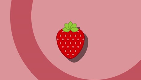 animated fruit symbol of strawberry on a red background. seamless loop food animation with simple stylish repeated elements