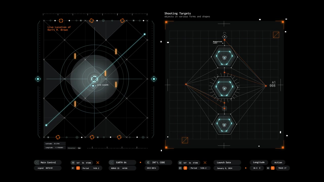 Futuristic Interface Displaying Targeting and Location Data