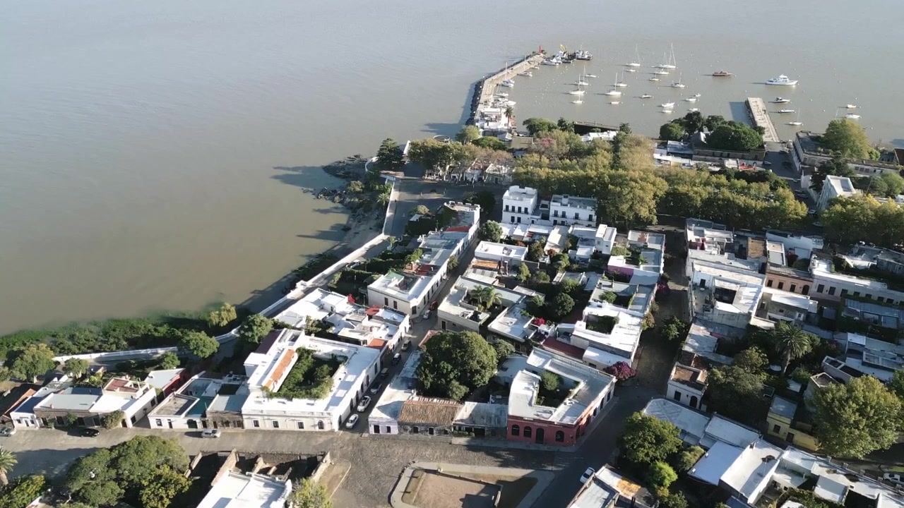 Drone shot of the oldest town of Uruguay Colonia del Sacramento