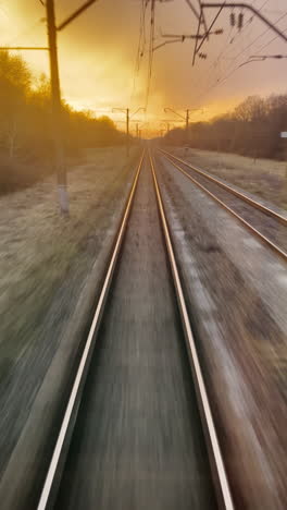 vías del tren al atardecer o al amanecer