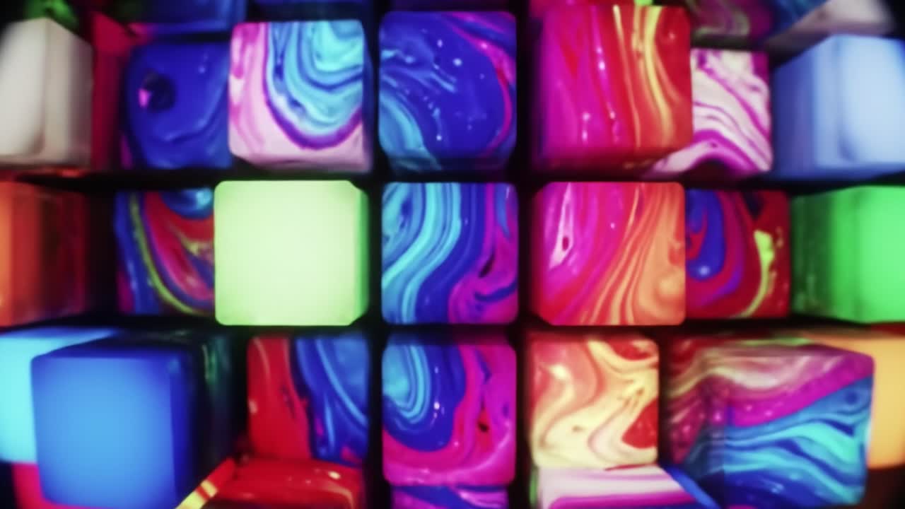 Abstract Colorful Marbled Cubes