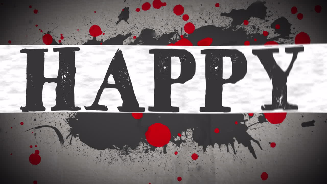 회색 배경에  ⁇ 은 페인트 스플래치에 대한 행복한 할로윈 텍스트 배너