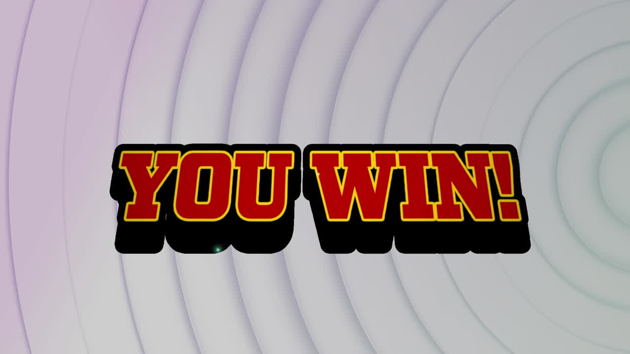 백색 원 배경 위에 텍스트를 이기는 애니메이션