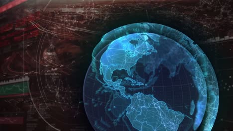 Animation-of-globe-and-data-processing-over-cityscape