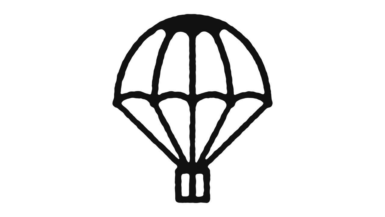 imagens de animação de ícones de pára-quedas e canal alfa