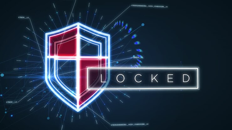 Locked Data shield vault symbol animation