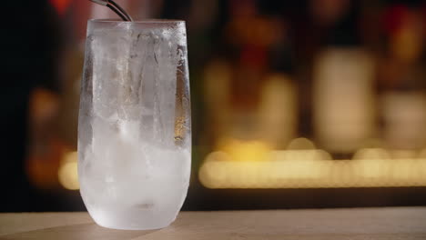 iced cocktail being prepared